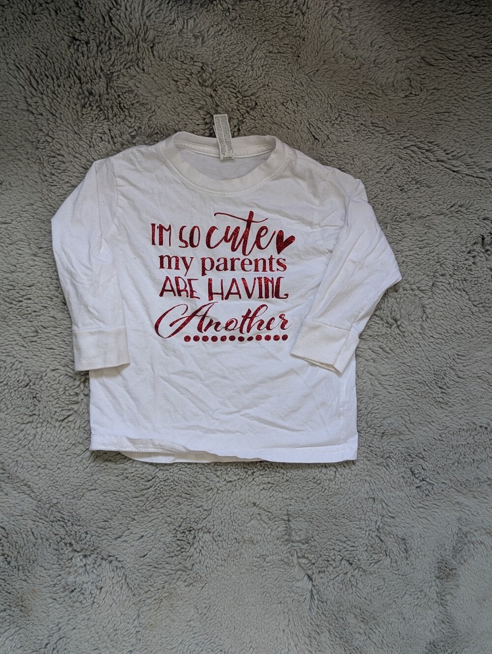 Etsy Big Sister Brother Announcement Long Sleeve Shirt Red Glitter | 2T